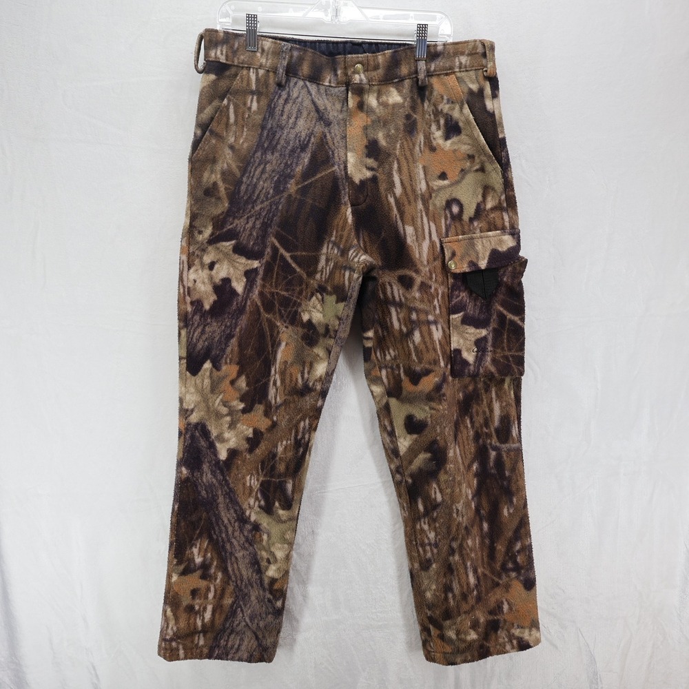 Cabelas Mens Camo Dry Plus Cargo Pants 36 Reg RealTree Hunting Fleece Read Desc
